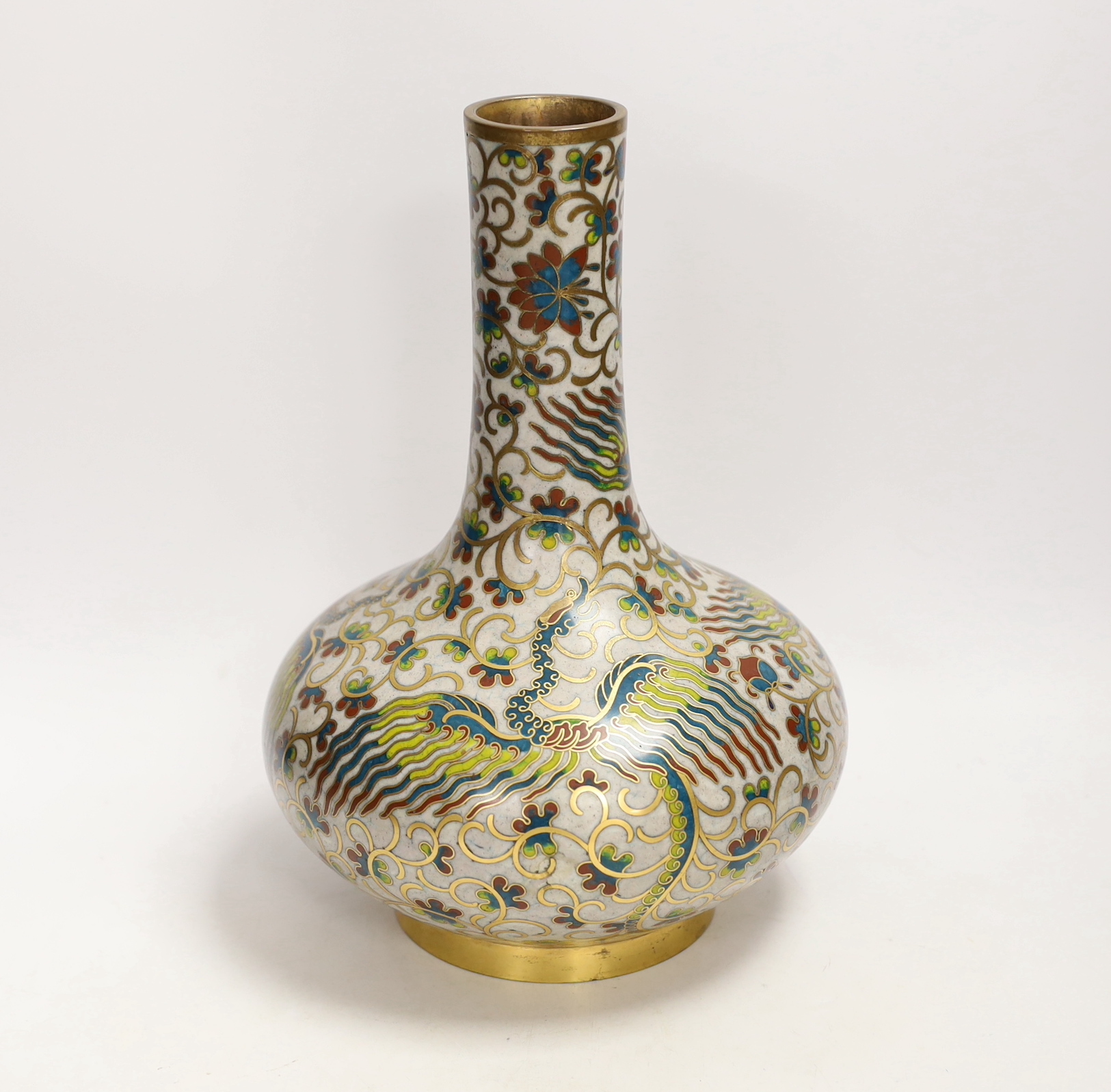 A Chinese cloisonné enamel bottle vase, 29cm